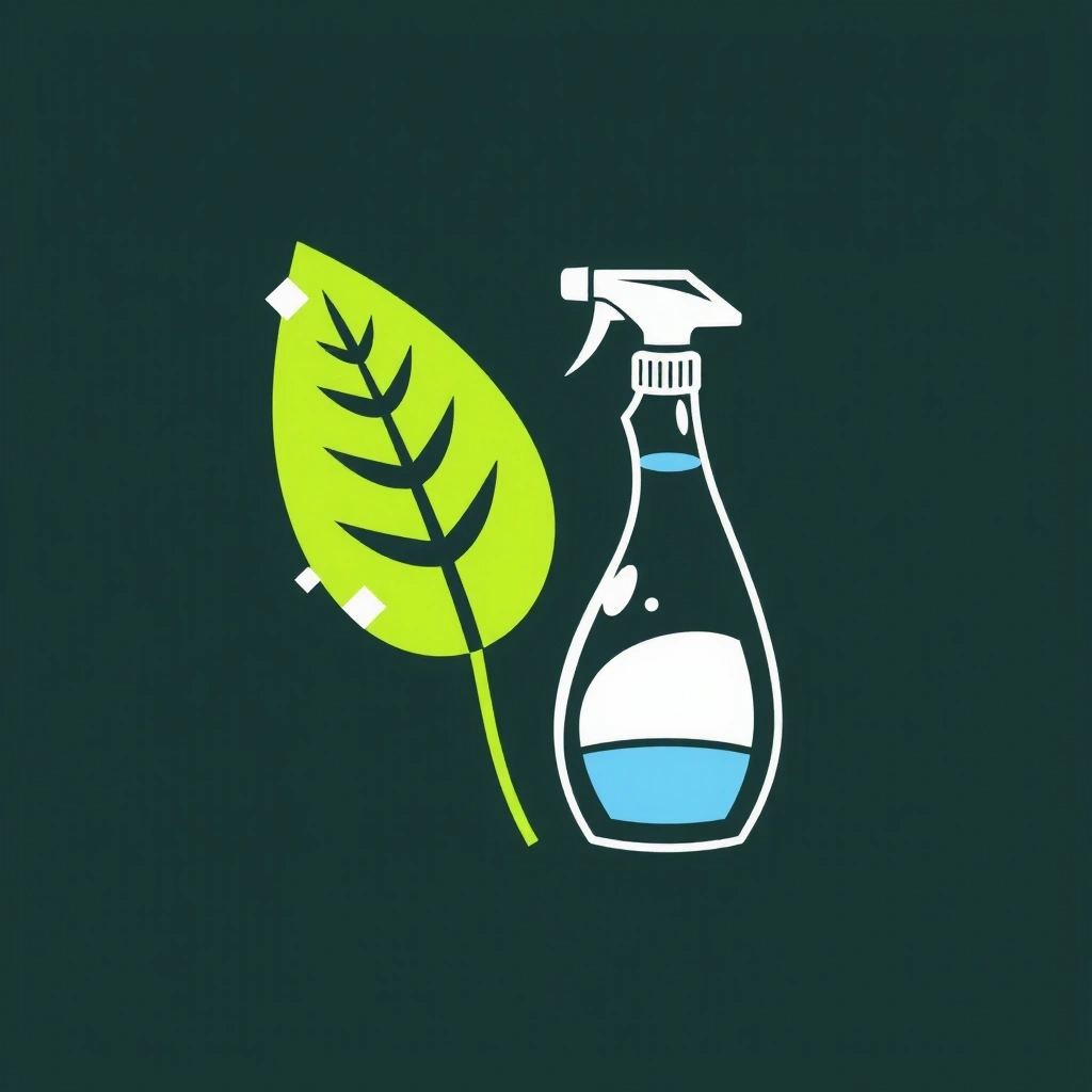 Leaf and cleaning spray bottle icon representing eco-friendly products