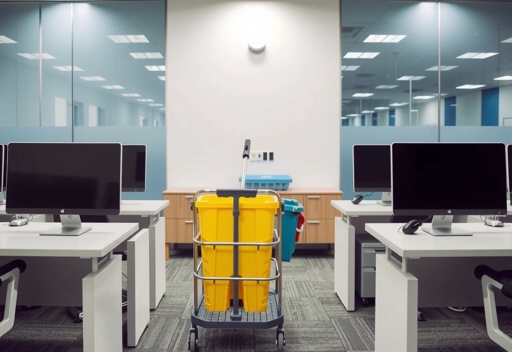 Image of a commercial office space being cleaned
