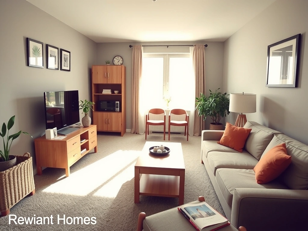 A clean and bright residential living room after professional cleaning