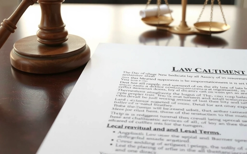 Legal document with a gavel and scales of justice