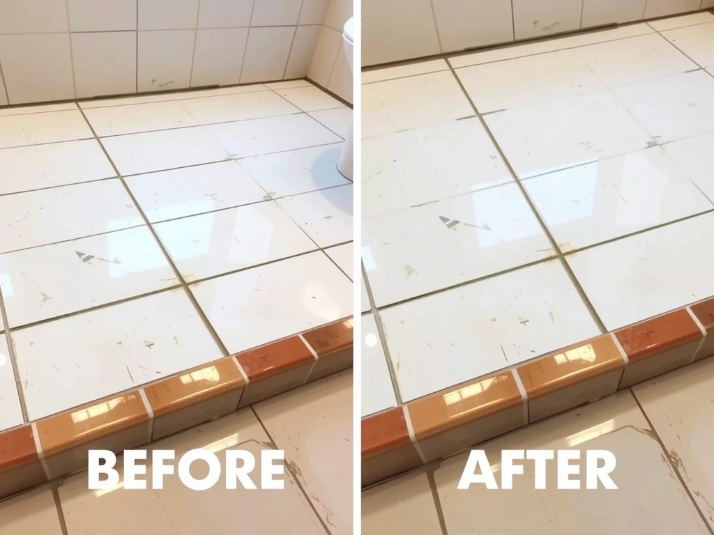 After: A spotless and disinfected bathroom floor, gleaming and fresh.